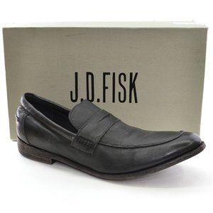 Men J.D. Fisk John Black Leather Curved Loafer 13 D New